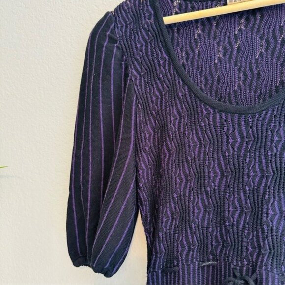 Sophie Max  Midi Dress M Cottagecore Dark Academia Witchcore Puff Sleeve Smocked - Picture 6 of 7